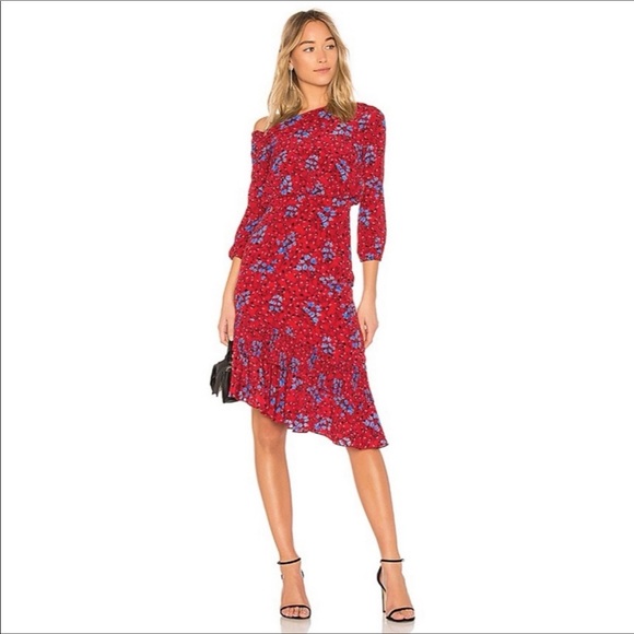 NWT💋SALONI Lexie Asymmetrical Pleated Silk Dress size 2 - Picture 9 of 13